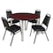 Kee Kee Round Table & Chair Set, Wood, Metal, Vinyl Top, Mahogany TB48RNDMHBPCM29BK - alternate 1